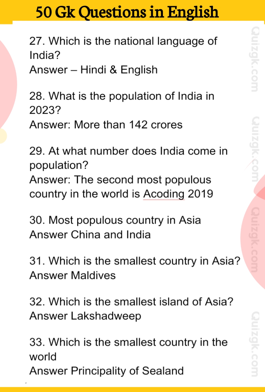100+ Gk Question Answer in English