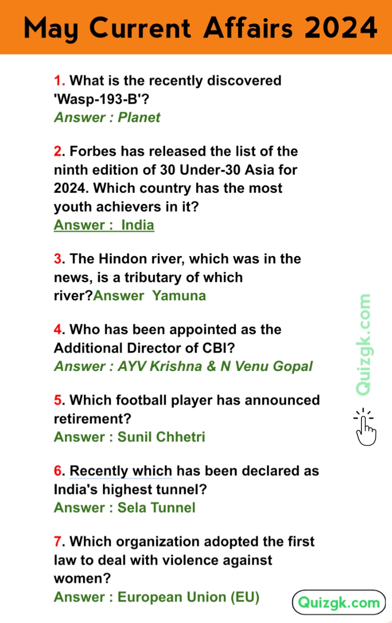 TOP 30 May current affairs Questions |May 2nd Week's
