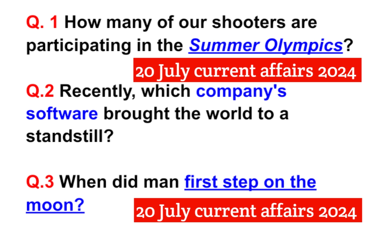 20 July current affairs 2024 English