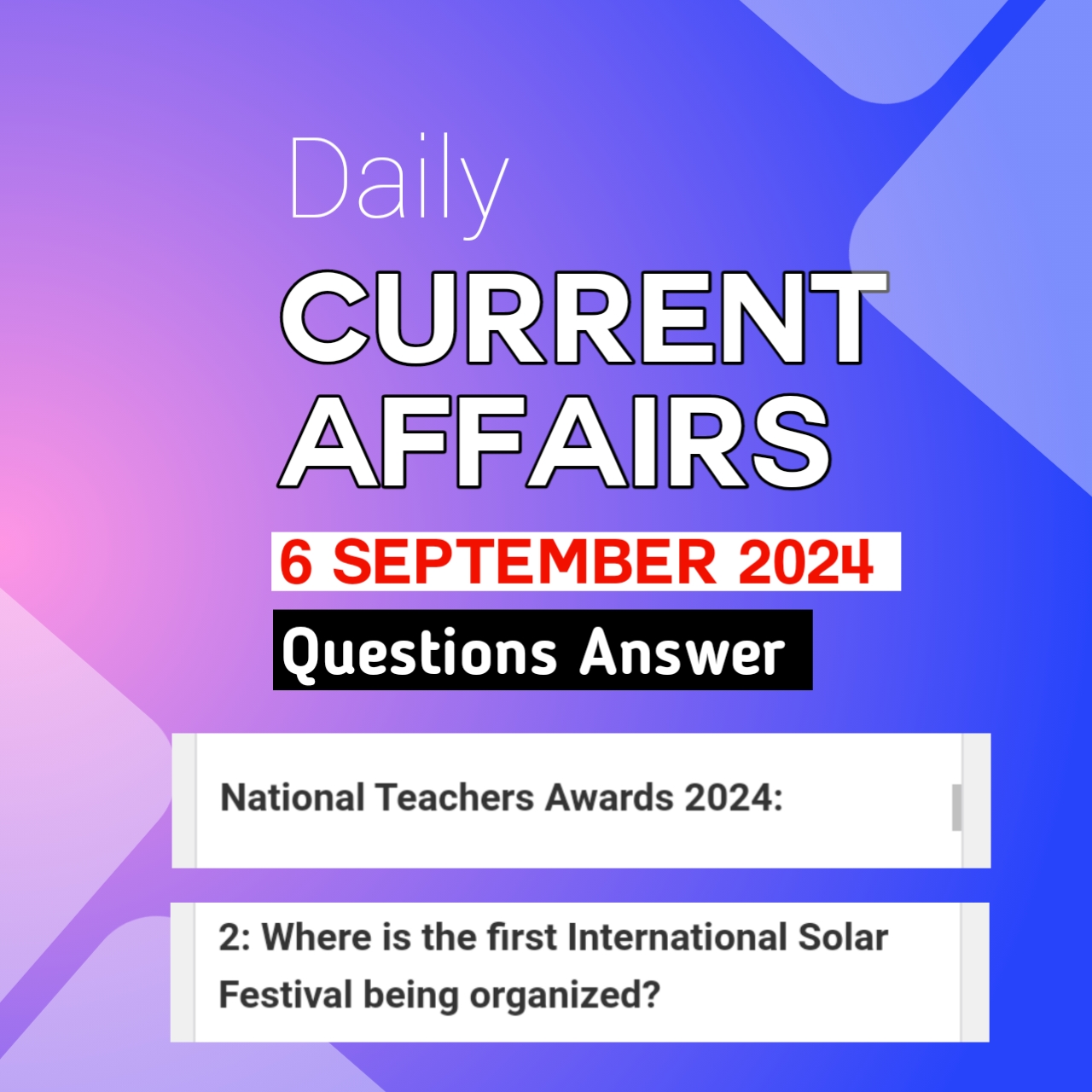 6 September Current Affairs English 2024 