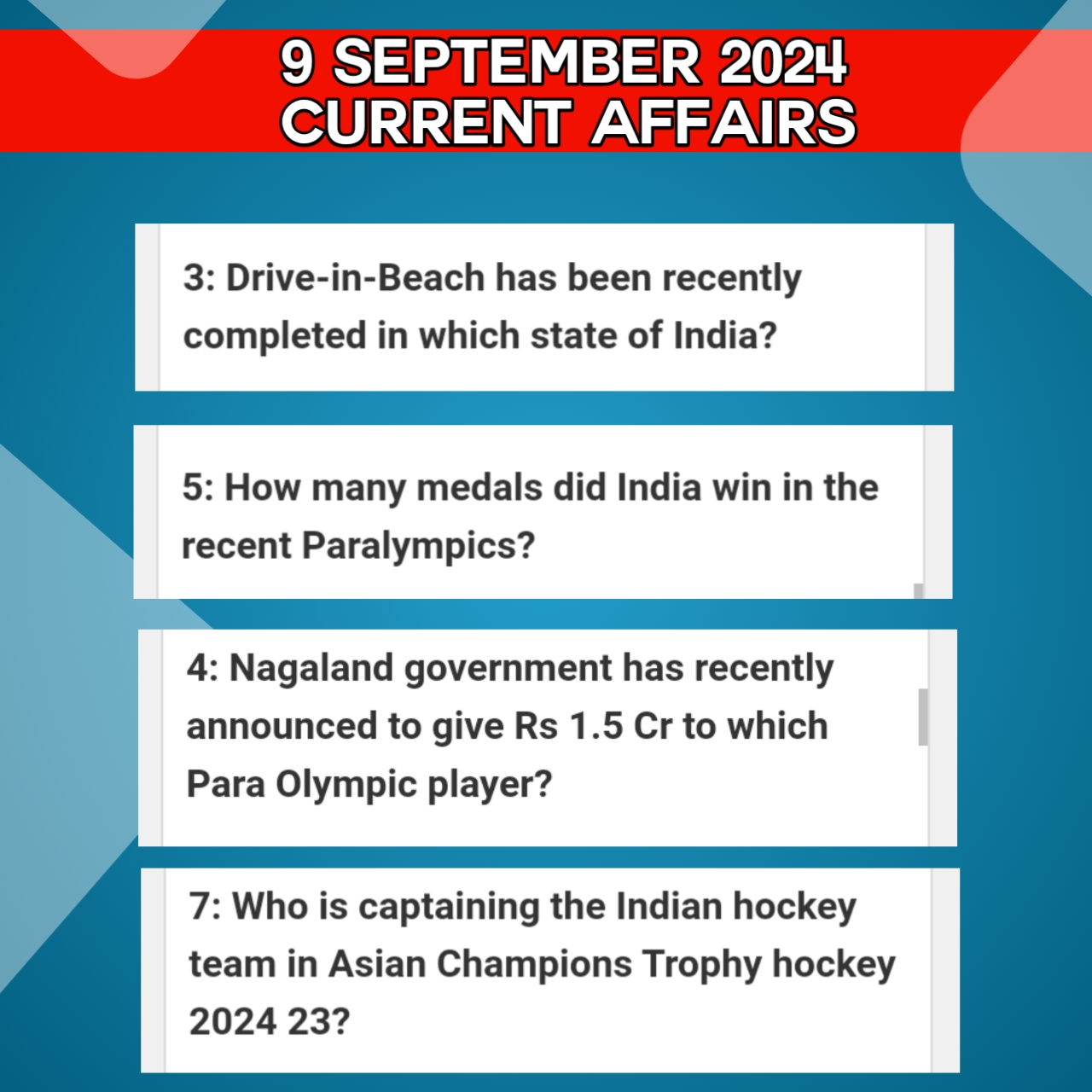 Daily Current Affairs 9th September 2024