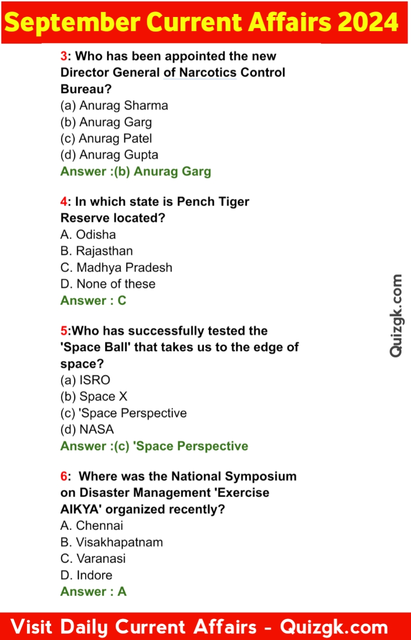 September Current Affairs English 2024