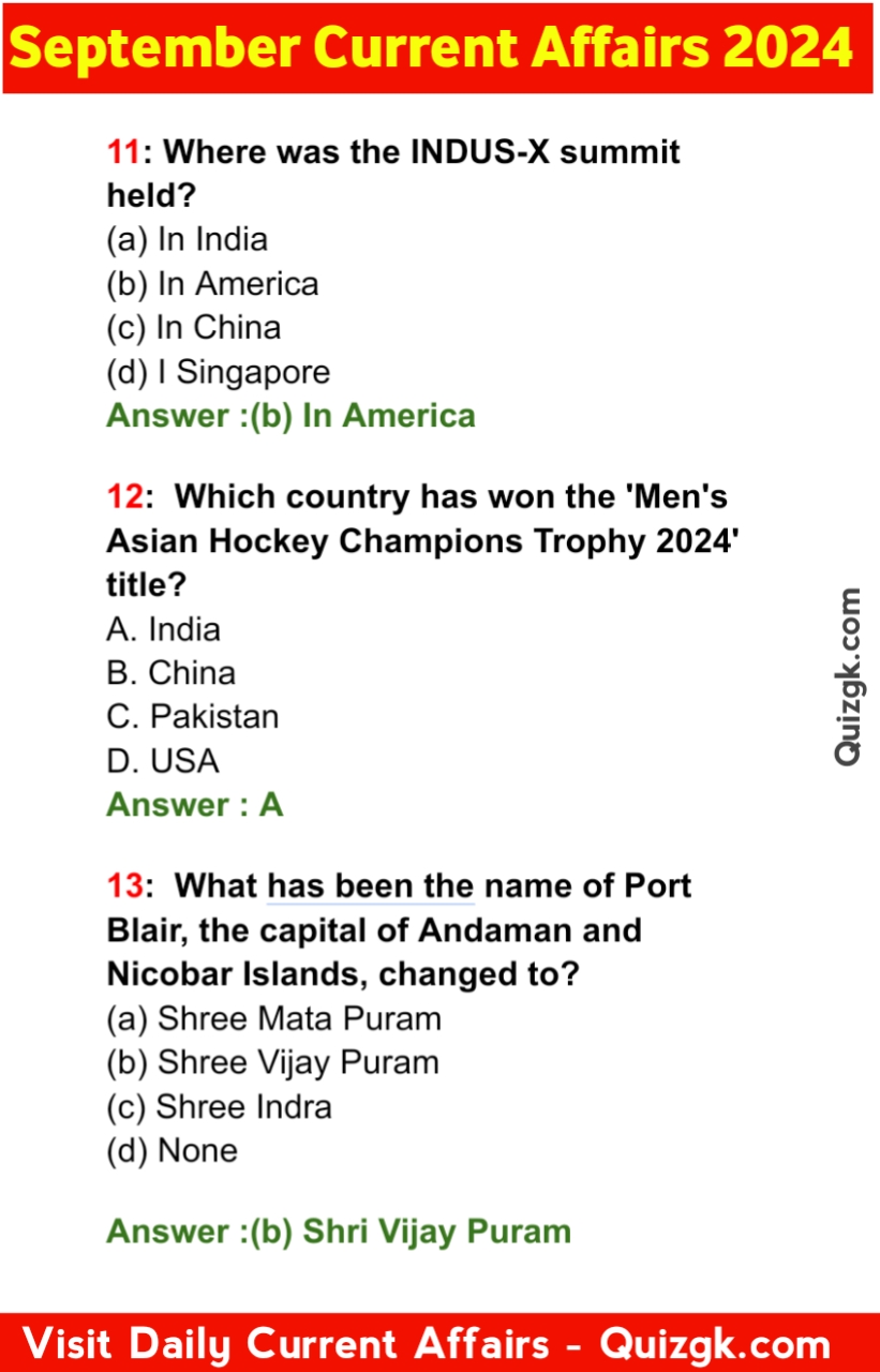 September Current Affairs English 2024