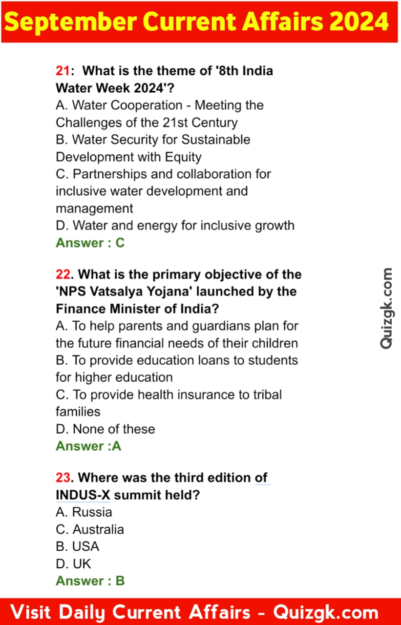 September Current Affairs English 2024