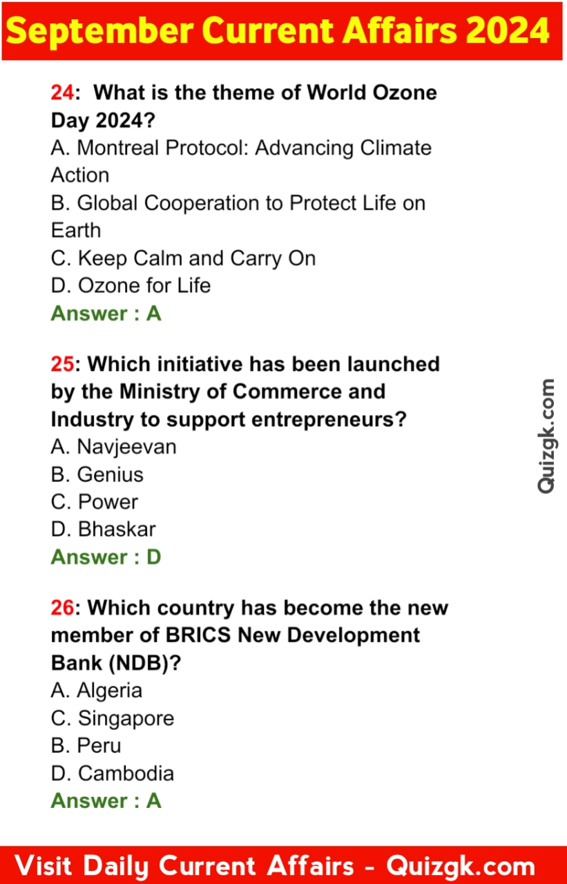 September Current Affairs English 2024