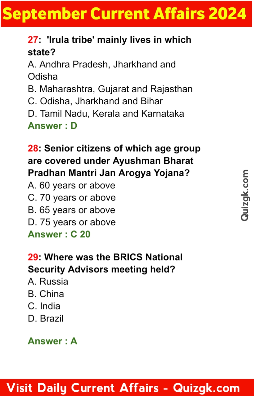 September Current Affairs English 2024