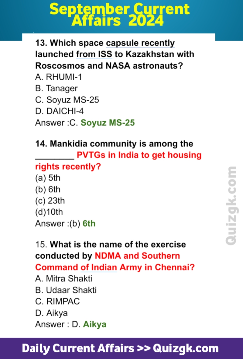 September Current Affairs 2024